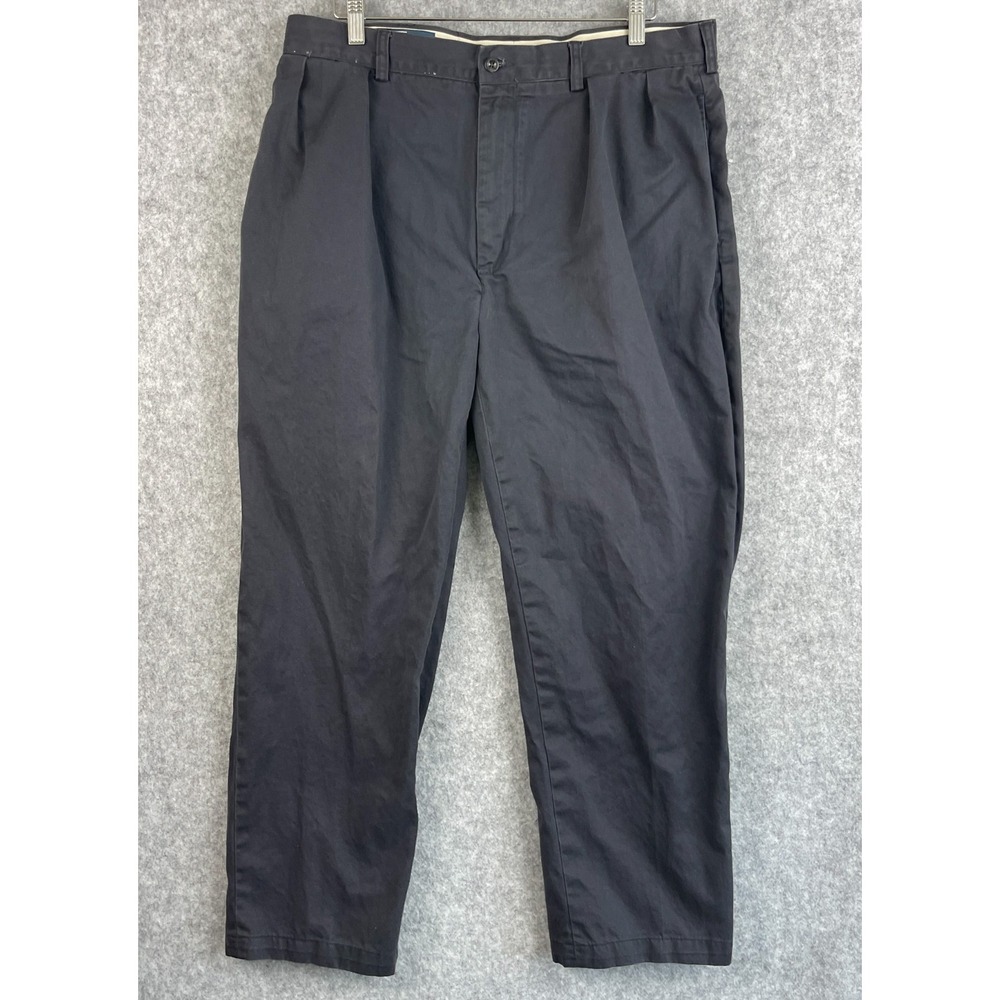 VTG Polo Ralph Lauren Andrew Pants Mens 36x28 Gray Blue Chino Double Pleat Y2K